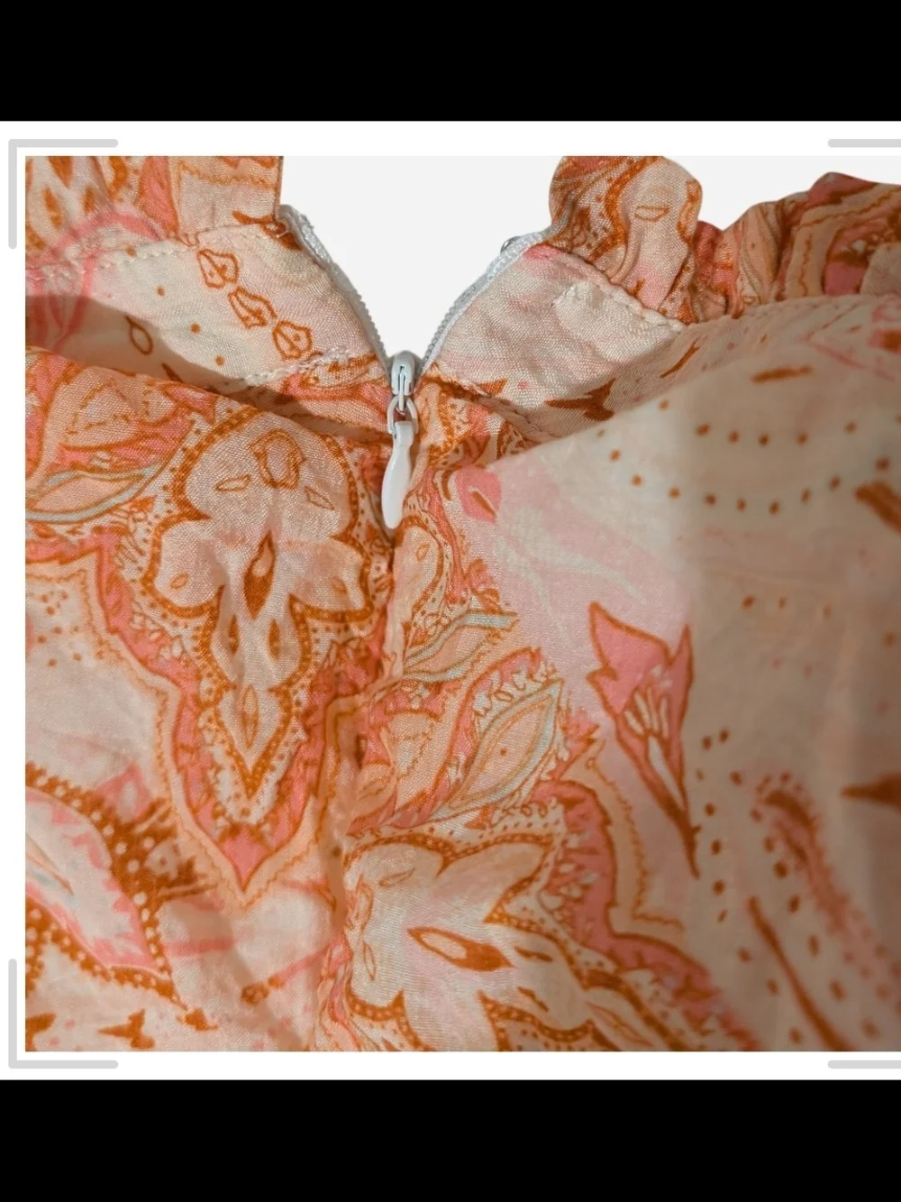 Pre-owned Fate Coral Paisley Ruffle Mini Dress - Picture 6 of 10